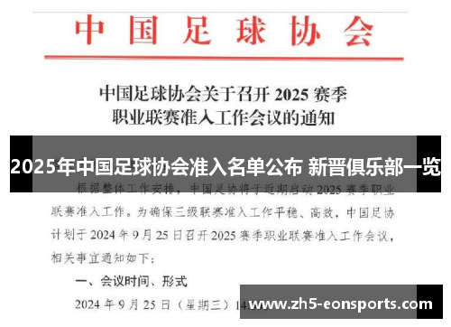 2025年中国足球协会准入名单公布 新晋俱乐部一览