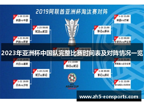 2023年亚洲杯中国队完整比赛时间表及对阵情况一览